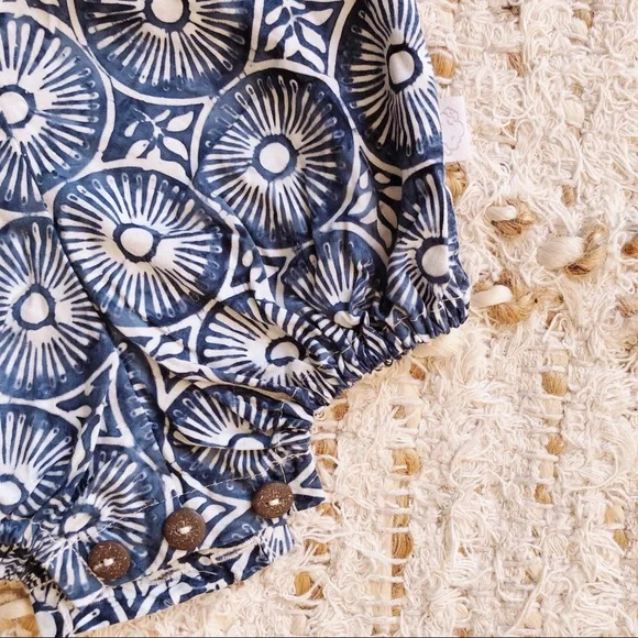 CLOUD COTTON Navy White shibori tie dye print cotton romper size 00 summer baby - Picture 3 of 6